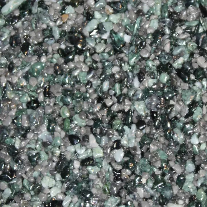 Farbmuster der langlebigen Marmorstein-Beschichtung für die Bodengestaltung in Freiburg – Farbe: Verde 30/70.